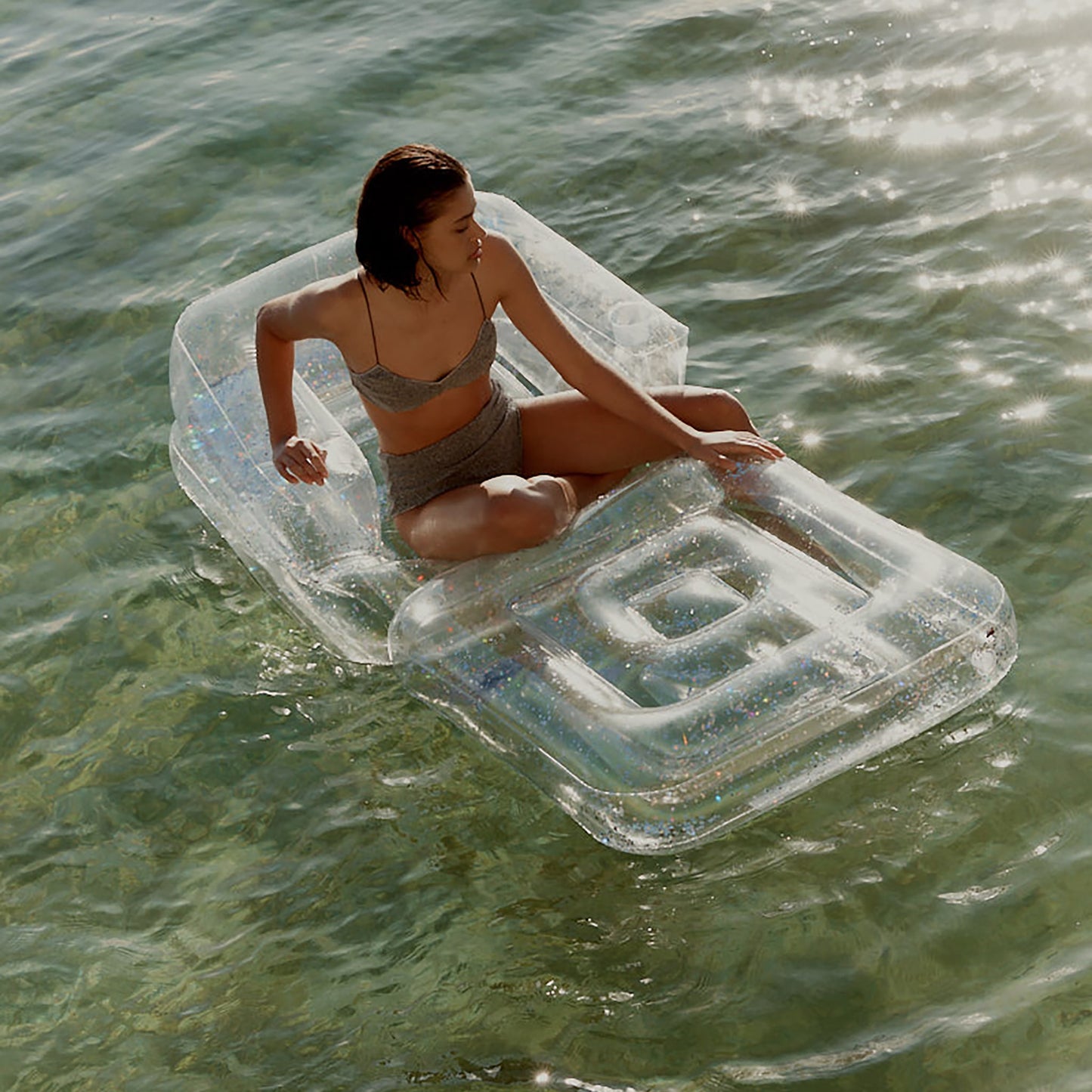 Luxe Inflatable Lilo Chair Glitter  