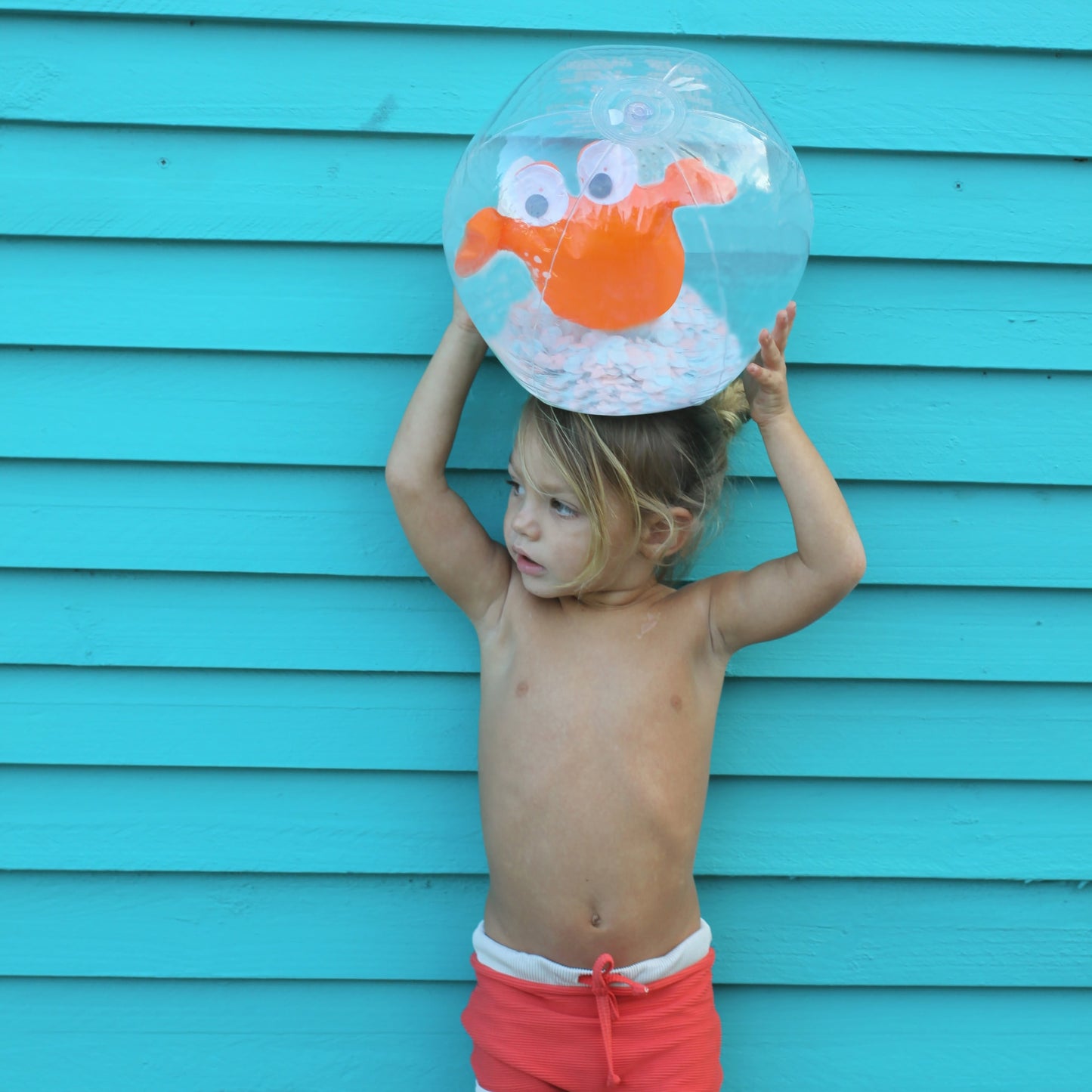 3D Inflatable Beach Ball Sonny the Sea Creature Neon Orange 