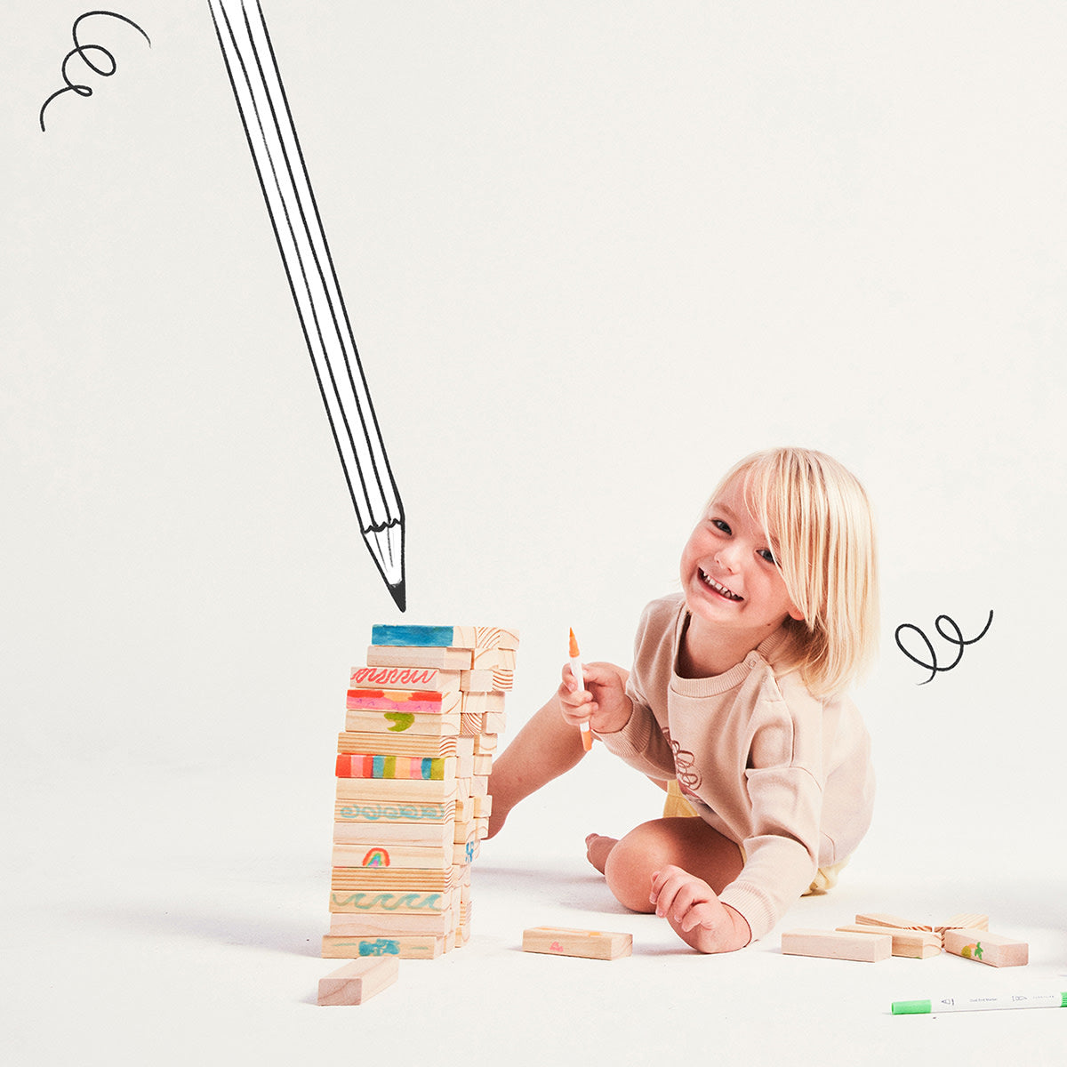 Colour-In Jumbling Tower Set Majorelle